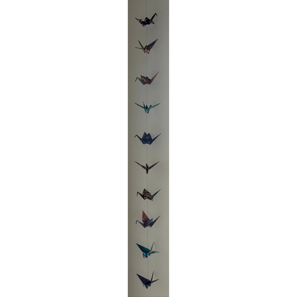 guirlande de grues violettes