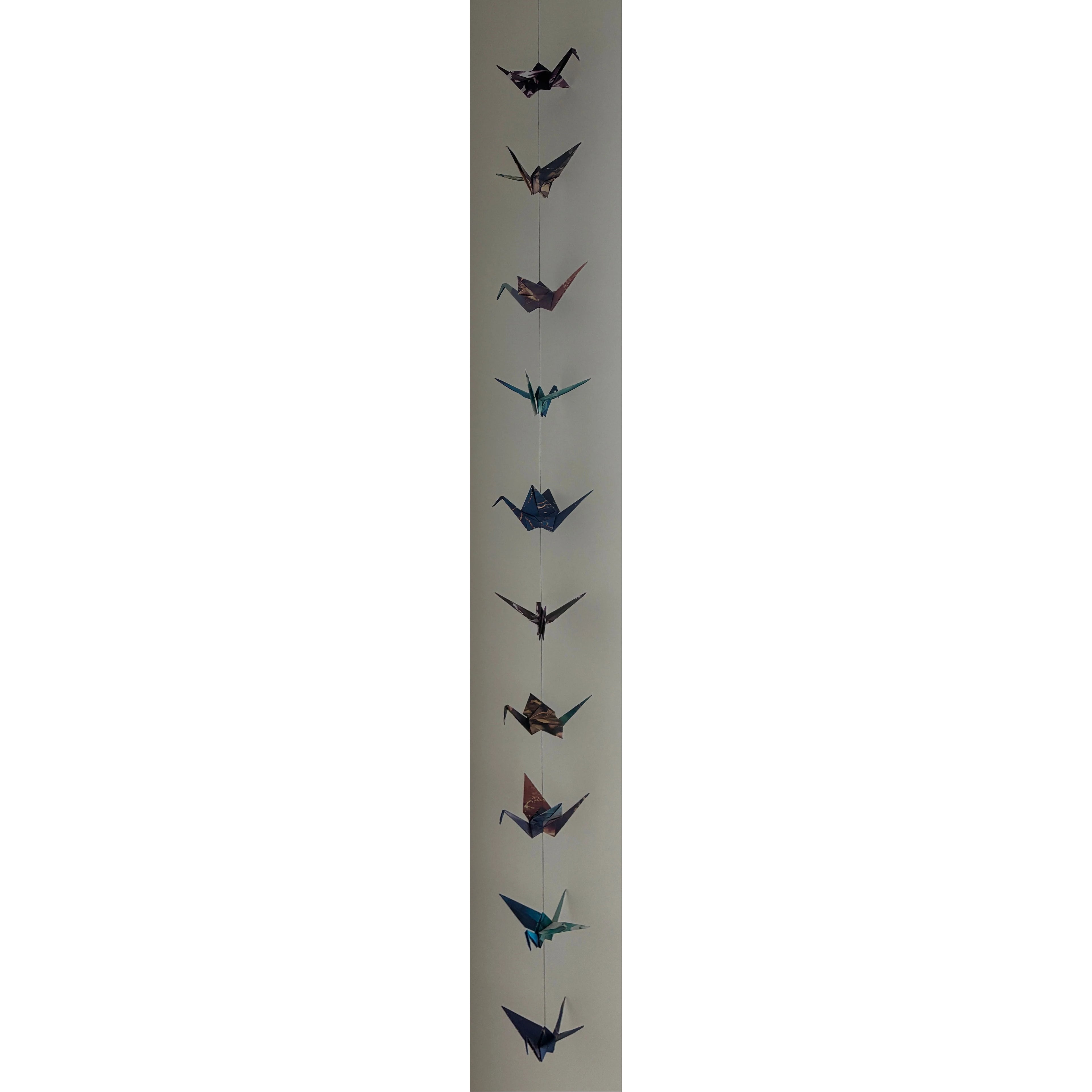 guirlande de grues violettes